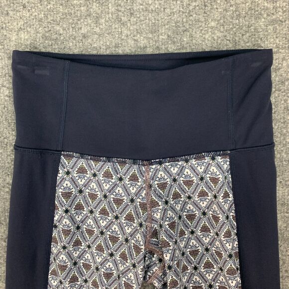 Athleta Print Mantra Capri Legging Womens XXS 2XS Navy Multi Criss Cross Mesh - Picture 4 of 15